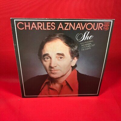 CHARLES AZNAVOUR She 1979 UK vinyl LP Ave Maria Let's Turn Out The Lights then