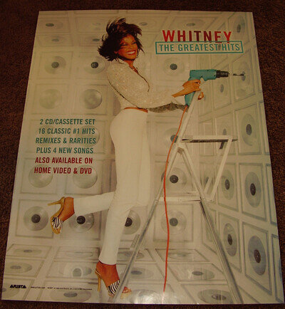 WHITNEY HOUSTON Mint PROMO POSTER for Greatest hits CD 2000 never displayed