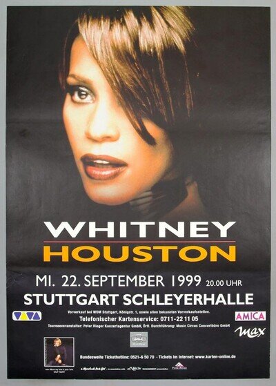 WHITNEY HOUSTON – rare original 1999 concert poster *MY LOVE IS YOUR LOVE* (A1)