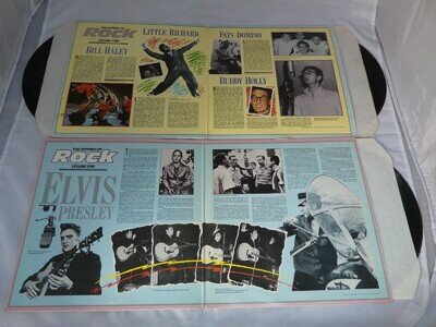 ELVIS, LITTLE RICHARD, FATS DOMINO, BUDDY HOLLY, 3x12" LPs HISTORY OF ROCK 1 & 2