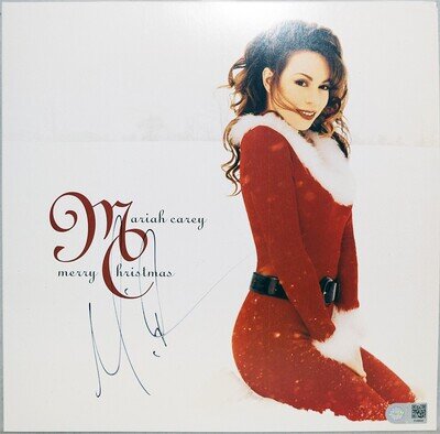 Rare -MARIAH CAREY- SWAU Signed/Autograph/Auto Christmas LP Vinyl Record Album