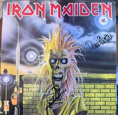 STEVE HARRIS IRON MAIDEN LP IRON MAIDEN SIGNED AUTOGRAPH SEE PROOF