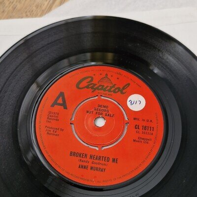 Anne Murray Broken Hearted Me 7" Black Vinyl Promo Demo Capitol CL 16111 1979