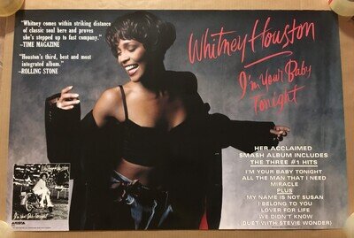 WHITNEY HOUSTON Vintage 1990 BIG PROMO POSTER for baby CD 36x24 Never Displayed