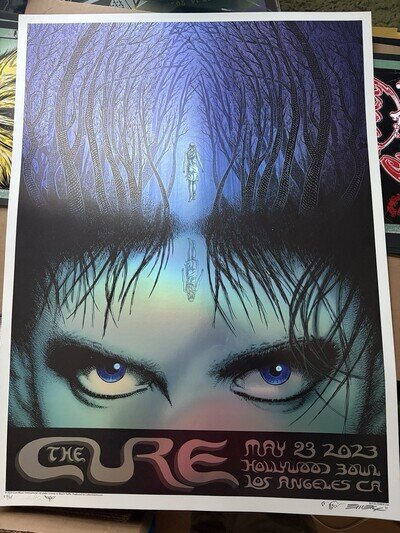 The Cure Emek Foil Concert Poster 23/25 Hollywood Bowl LA 5/23/2023 Signed