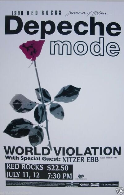 DEPECHE MODE - NITZER EBB "WORLD VIOLATION 1990 TOUR" DENVER CONCERT POSTER