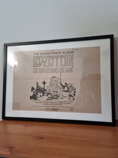 LED ZEPPELIN Original LARGE framed promo ad poster. 1976.Frame size 73cm x 53cm