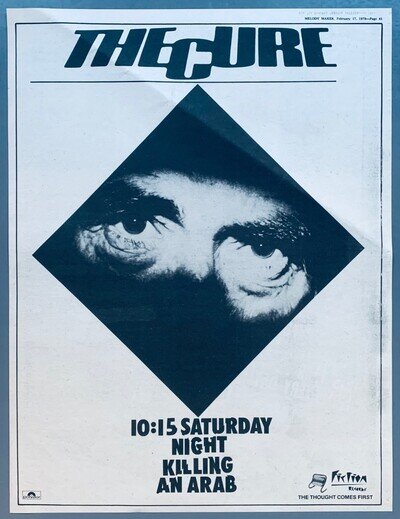 THE CURE 1979 original POSTER ADVERT KILLING AN ARAB Fiction BOYS DON'T CRY