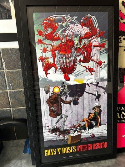 Very Rare GUNS N’ ROSES " Appetite For Destruction " Framed Geffen Promo Poster