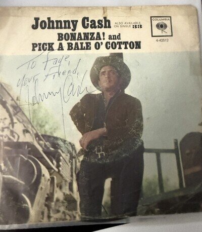 Johnny Cash ~ Signed 1962 Bonanza! / Pick A Bale O' Cotton Vinyl Album ~ JSA LOA