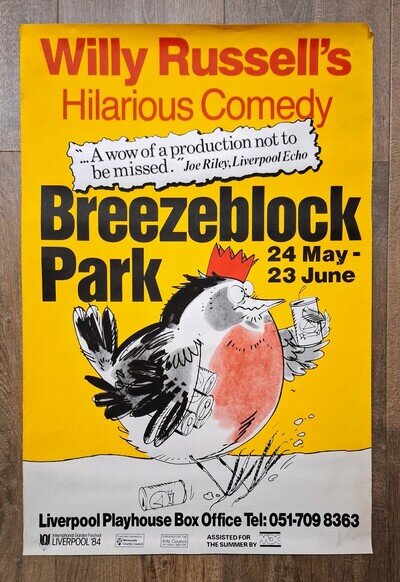 Breezeblock Park Original Theatre Poster Liverpool Playhouse 1984 Willy Russell
