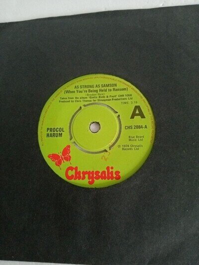 Procol Harum - As Strong As Samson (CHS 2084) EX Vinyl Record 7"