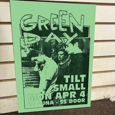 Green Day 1994 Portland OR La Luna Club Cardstock Concert Poster 12"x18"