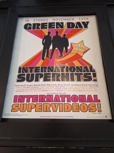 Green Day International Super Hits Rare Original Promo Poster Ad Framed!