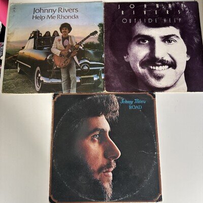 JOHNNY RIVERS Vinyl LP: Road 1974, Help Me Rhonda 1975, Outside Help 1977