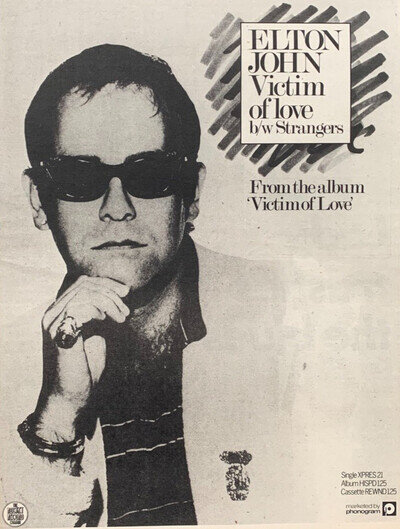 ELTON JOHN original 1979 POSTER ADVERT VICTIM OF LOVE