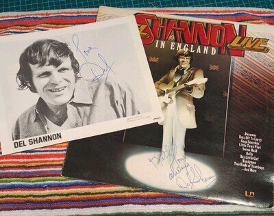 Del Shannon - Live In England LP (1973) signed sleeve + autographed insert