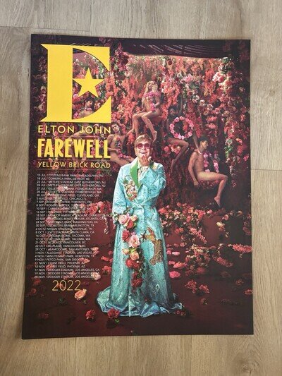 Elton John Farewell Yellow Brick Road 2022 USA Tour Poster RARE Original 18”x24”