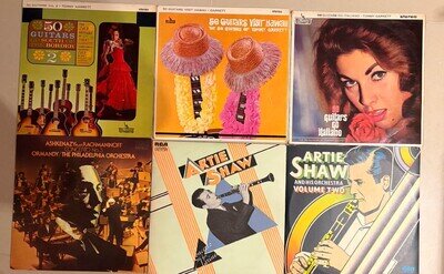 6x Easy Listening LP Vinyl Record Job Lot Artie Shaw Tommy Garrett Rachmaninoff