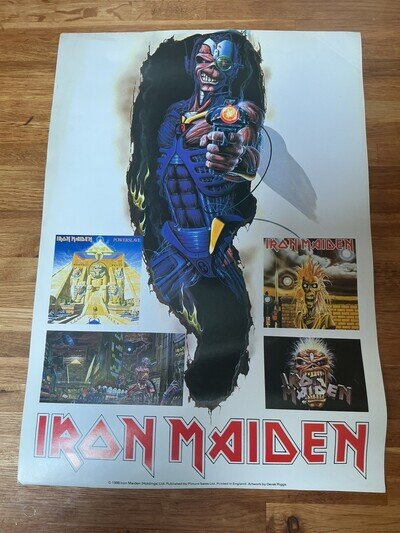Vintage Original 1980s Iron Maiden Poster VG+ Official A3 Poster 1988
