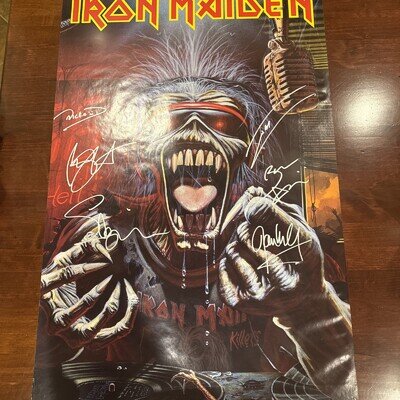 Iron Maiden Poster Originally Autographed By Six Members