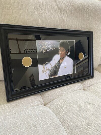 Michael Jackson Thriller Framed Memorabilia Display Fasmile Autograph