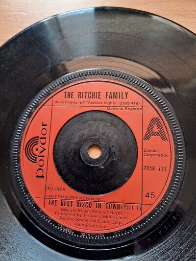 THE RITCHIE FAMILY THE BEST DISCO IN TOWN vinyl 45