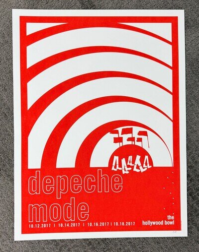 DEPECHE MODE HOLLYWOOD BOWL 2017 ORIGINAL SILKSCREEN CONCERT POSTER RED VARIANT