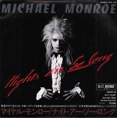 Michael Monroe Nights Are So Long 7" vinyl Japan H.i.t. Avenue 1987 7" in pic