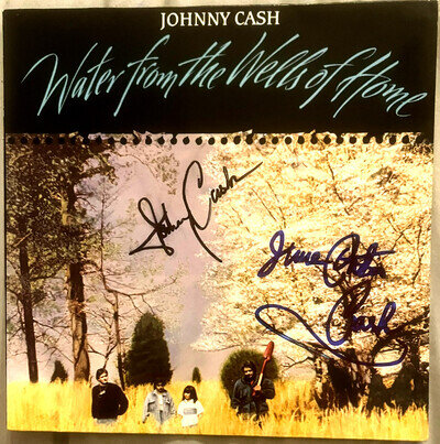 JOHNNY CASH 'WATER FROM THE WELLS OF HOME' VINYL RECORD 1988 - AUTOGRAPHED -RARE