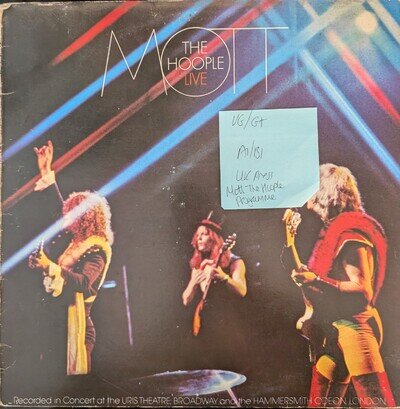 Mott The Hoople Live Vinyl Record VG/G+ CBS 69093 1974