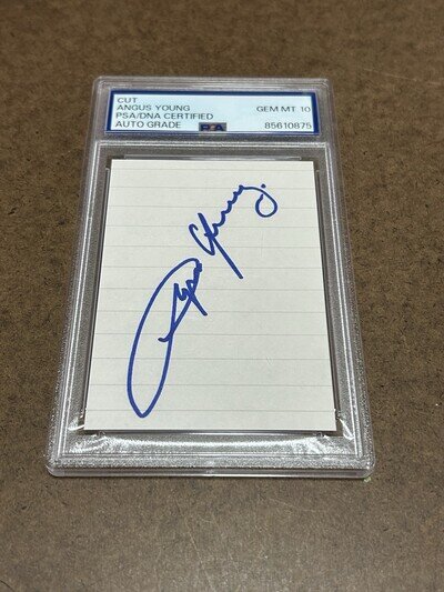PSA/DNA ANGUS YOUNG CERTIFIED AUTOGRAPH GEM MT 10, AC/DC 🔥