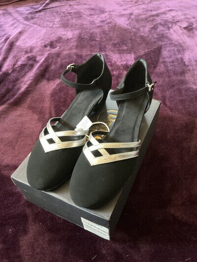 Dance And Sway black Swede 3.5cm Heel Ballroom Dance Shoes Size 8 Uk Eu 42.5