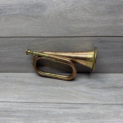 Vintage Brass Bugle Military Style Horn – Antique Copper/Brass Instrument