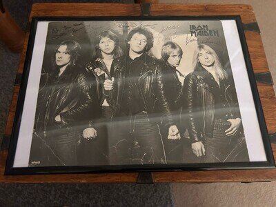 Iron Maiden HAND SIGNED Official Framed Autograph Fully Signed Promo Photograph