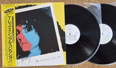 Marc Bolan T-Rex The Singles 1970-1977 Japanese Vinyl Import 2 x Lps Obi Insert