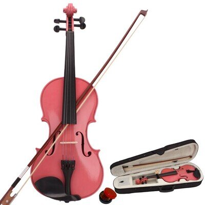 Violin 4/4 Pink Basswood Full Size Outfit with Case Bow Rosin Soft Interior Pro