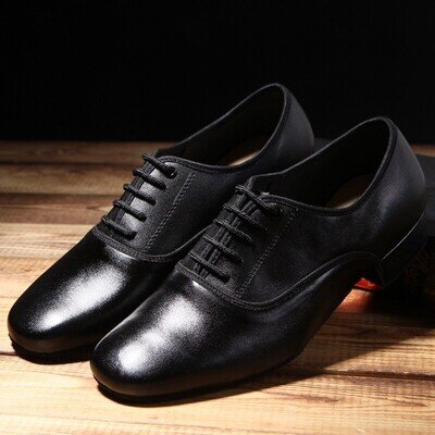 New Men Ballroom Dance Shoes Leather Latin Waltz Tango Salsa Low Heel Black UK