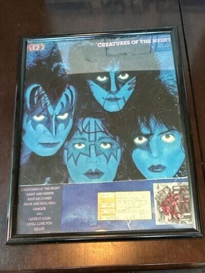 KISS Creatures of the Night 1983 Framed Fan Memorabilia Display with Autographs!