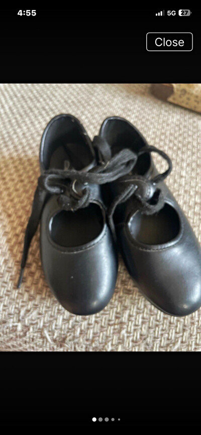 Children’s Black Lace-Up Tap Dance Shoes with Metal Taps, UK Size 8