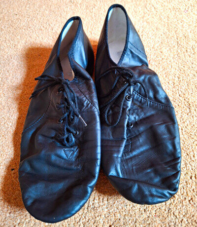 UK Size 12 Black leather Jazz Shoes. New but with no box