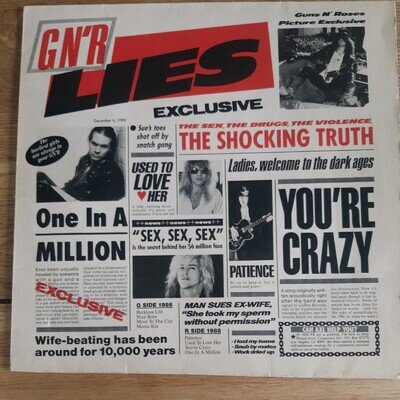 GUNS N ROSES, G N' R LIES original Censored inner UK 1st 1988 GEFFEN vinyl Lp