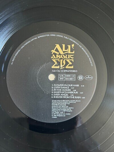 All About Eve - Self Titled Vinyl LP 1988 UK MERH 119 NEAR MINT Goth Folk Rock