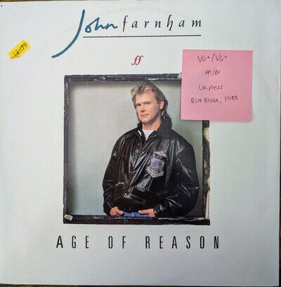 John Farnham Age Of Reason Vinyl Record VG+/VG+ PT42168 1988