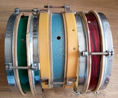 Vintage 1970s East German Classroom Drums Trio Made in GDR Snare, Tom Toms22.5cm
