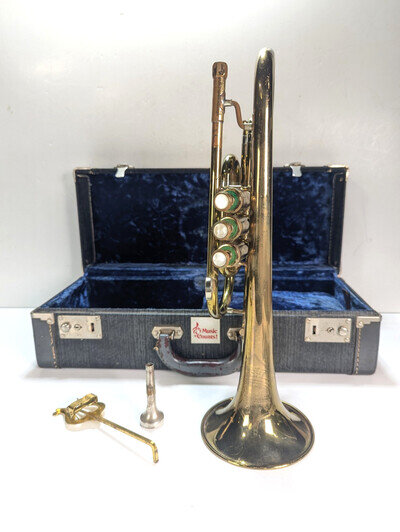 Vintage 1955 F.E. Olds & Son Ambassador Bb Cornet Fullerton CA Case Mouthpiece