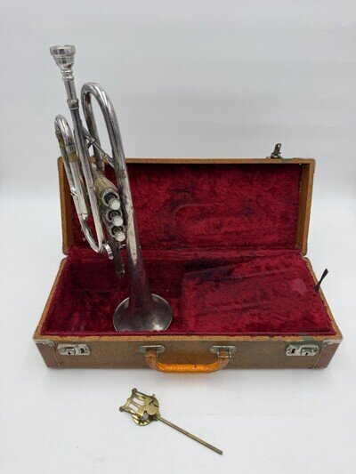 VINTAGE WINDSOR CORNET MID 60S Buescher Trumpet Silver Plated Hard Case