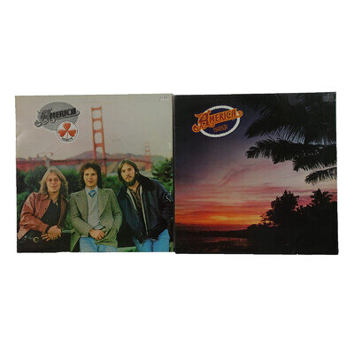 AMERICA Hearts & Harbor 1975/1977 RE Vinyl Records 2xLPs Warner EX/VG+