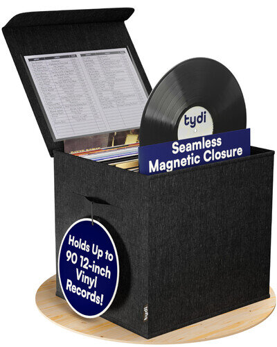 Vinyl Record Storage Box 12-Inch Album Holds Up To 90 Pcs Collapsible Case UK