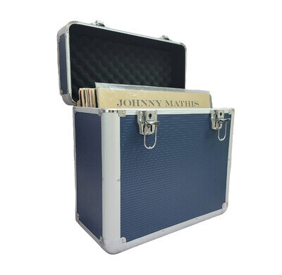 Vinyl Storage Box LP 12" Vinyl Record Storage Case Heavy Duty Lockable Blue